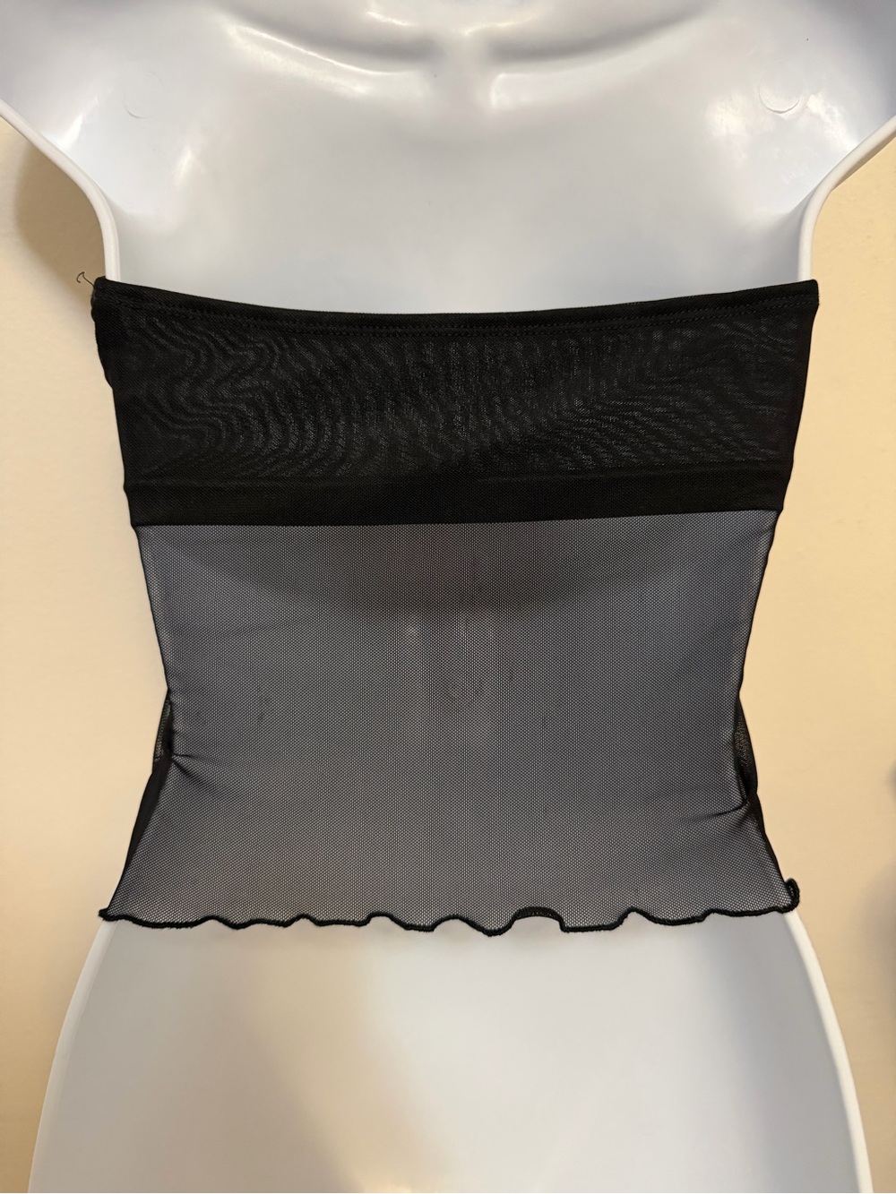 SHEIN Black Strapless Ruched Mesh Top - Picture 7 of 7